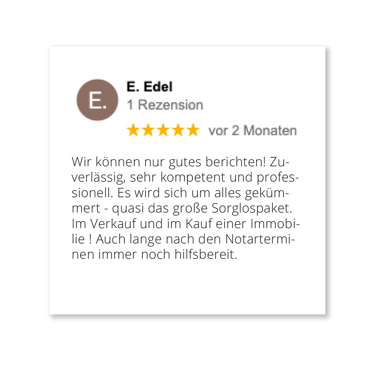 Bewertung E. Edel